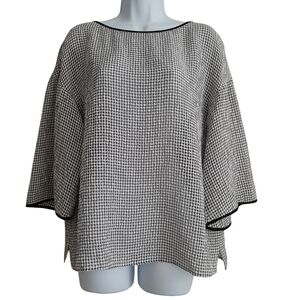 Lafayette 148 Linen Cupro Gingham Black and White Relaxed Fit Size Small